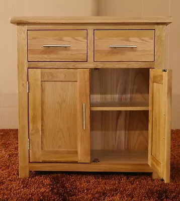 Oak Sideboard Rustic Solid Small Storage Cupboard 2 Drawer Door Cupboard • £234