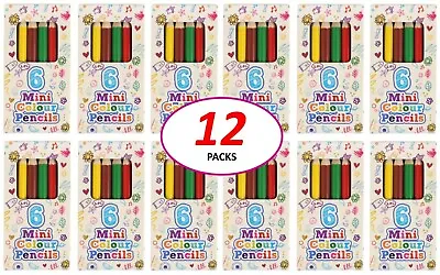 12 PACKS Of 6 MINI COLOURING CHILDRENS PENCILS Small Party Bag Filler Art Craft • £5.75