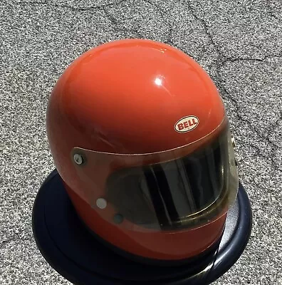 BELL STAR Vintage Orange Custom 1970 Full Face Motorcycle Helmet Size 7 3/4 • $750