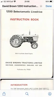 £6 • Buy David Brown Tractor 1200 Pdf Manual Operators 
