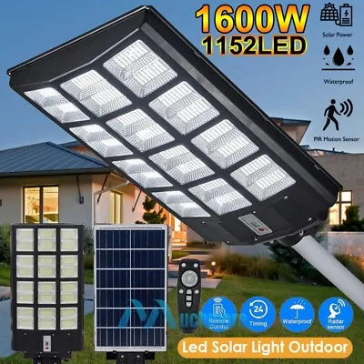 Commercial 1600W Solar Light Motion Sensor 990000000LM Parking Lot Light W/ Pole • $129.69