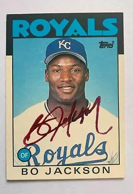 BO Jackson Signed 1986 Topps Traded Baseball Card. Signed In Red Marker • $99