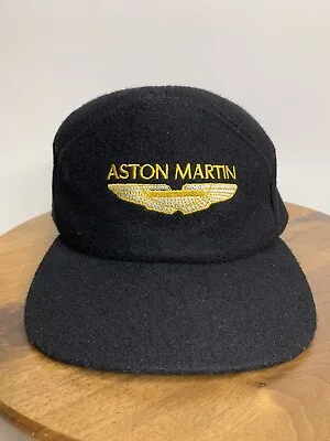 Aston Martin Hat Cap Black Wool Snapback Adjustable Yellow Logo • $29