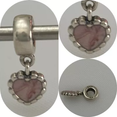 Pandora Pink Enamel Heart Dangle Charm Ref 790471en28 Rrp £45.00 Now Retired • £30