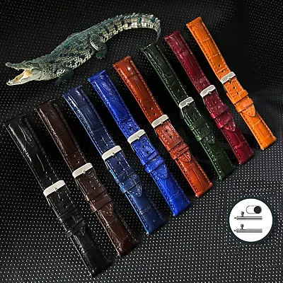 Real Leather Watch Strap Genuine Alligator Crocodile Watch Band For Men Handmade • £26.78