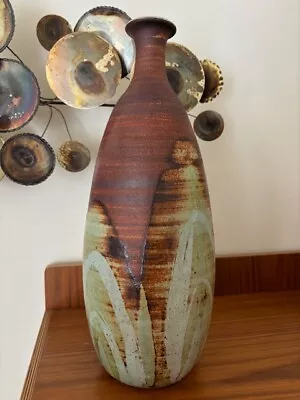 Vintage Mid-Century Modern Large Studio Pottery Drip Glaze Vase • $250