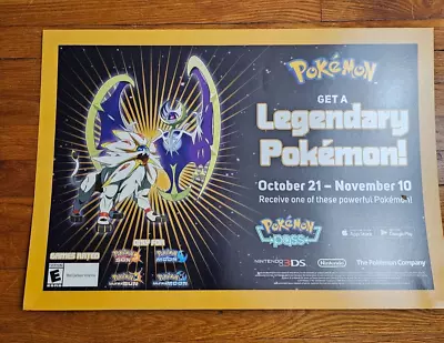 Legendary Pokemon Sun & Moon Gamestop Promo Store Display Wall Poster 26  X 18  • $22.99