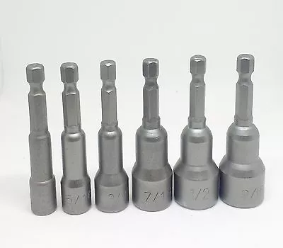 6 Magnetic 1/4 3/8 7/16  1/2  9/16 Nut Driver Set Quick Rapid Release Hex Shank  • $9.95