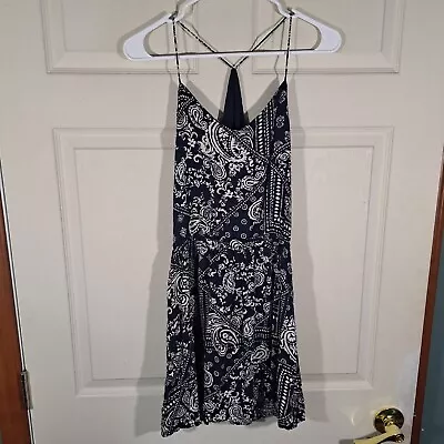 Aeropostale Dress Size Small Blue White Paisley Bandana Pattern Strappy Racer • $9.09