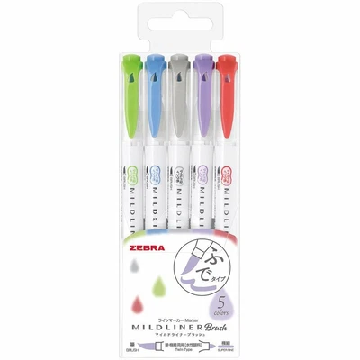 $13.95 • Buy Zebra Mildliner Brush Cool And Refined Colour Set (5/pk) WFT8-5NC