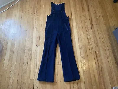 Vintage 70s Ski Levi’s Women’s Snow Bib Overalls Corduroy Navy Blue Large • $49.99