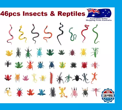 46 Plastic Insects Reptiles Toy Action Figure Model Kids Playset Toys Jungle • $27.99
