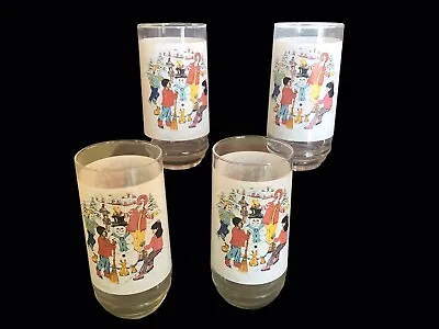 Set Of 4 Vintage Ronald McDonalds Snowman Drinking Glasses • $13