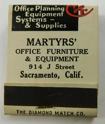 Martyrs Office Furniture Sacramento Calif Full Unstruck Vintage Matchbook Ad • $4.58