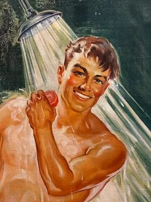 Mid Century Painting Illustration - Advertising - Lifebuoy Soap - Handsome Man • $985