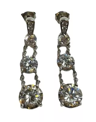 $59.99 • Buy Jose Hess Sterling 925 Silver Dangle Drop CZ Earrings