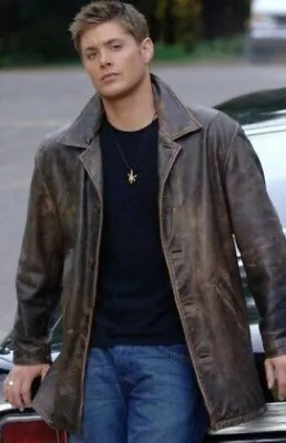 Supernatural Dean Winchester Distressed Leather Coat Men's Brown Leather Jacket • $106