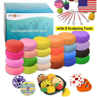 24 Colors Air Dry Clay Modeling Clay For Kids Light DIY Non-Toxic & No Baking US • $23.96