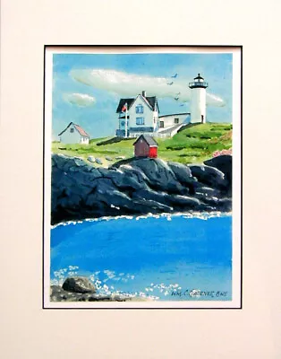 Nubble Light - Maine  Signed/numbered  8  X 10  Watercolor Print Landscape  • $35