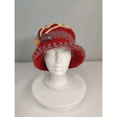 Vintage Mink Fur And Crochet Flower Hat W Rhinestones From Canada 21.5  • $80