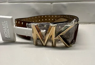 NEW Michael Kors Women's Studded  Logo Belt Brown Size Medium NWT FREE Shipping • $27.99