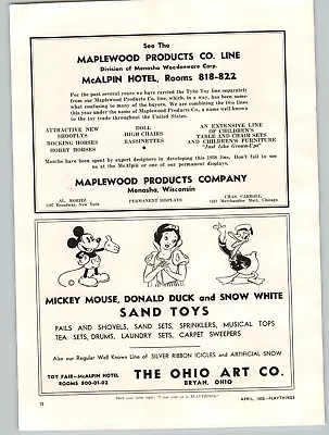 1938 PAPER AD Ohio Art Co Toy Snow White Mickey Mouse • $14.98