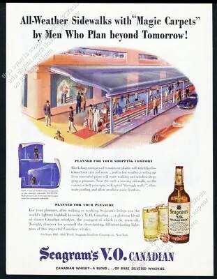 1945 Streamlined Future Moving Sidewalk Art Seagram's Whisky Vintage Print Ad • $9.99