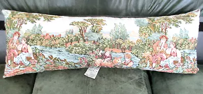 Vintage Tapestry Pillow Bolster 35  X 12  USA • $39.75