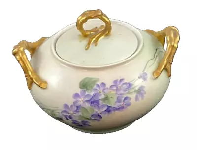 Antique Jean Pouyat Limoges J.P.L. France Purple Violet Sugar Bowl With Lid • $19.99