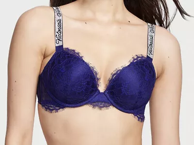 NWT Victoria's Secret VERY SEXY Shine Strap Push-Up Bra Night Ocean 1ZZR 38B • $49.95