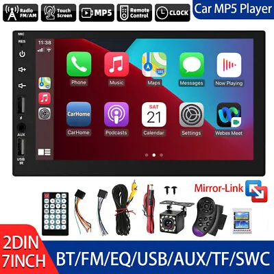 Wireless Double Din Car Stereo Bluetooth Head Unit 7'' Android For Apple CarPlay • $78.95