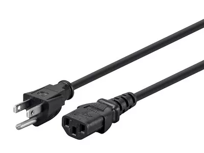 3-Prong Power Cord - 6 Feet - Black | NEMA 5-15P To IEC 60320 C13 16AWG 13A • $7.83
