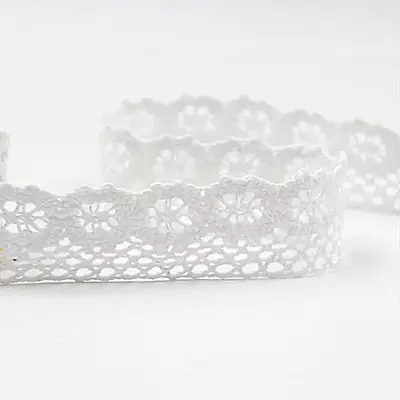 COTTON CROCHET LACE TRIM WHITE VINTAGE 25mm WEDDING Narrow Edging Sunflower Trim • £5.99