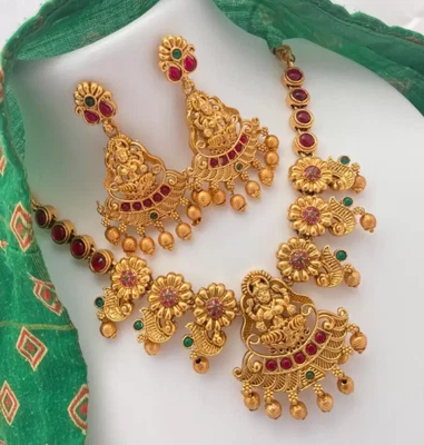 $50.01 • Buy Indian Bollywood Traditional Gold  Earrings Choker Necklace Bridal Jewelry Set