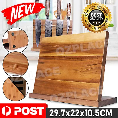 Wood Magnetic Knife Storage Cutlery Holder Stand Rack Block Kitchen Bar NEW • $29.95