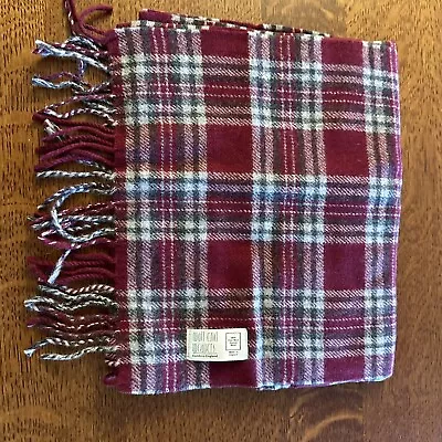 WALL END  Weavers 100% Pure New WooL Pastel Plaid Scarf 150cm X 27.5cm England • $12