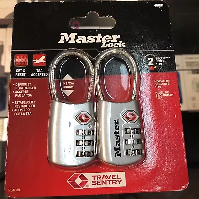 Master Lock 4688T Luggage Padlock Set Silver. TSA Accepted 2 Pack BNIP Silver G • $12