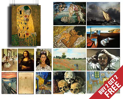 FAMOUS PAINTERS CLASSIC PAINTINGS A4 Poster Fine Art Print Home Cafe Wall Decor • £4.49