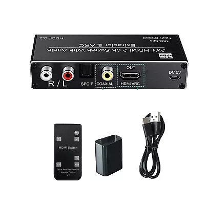 New 4K-HDMI Audio Extractor Splitter 2 In 1 Out HDMI ARC Audio Switcher Selector • $28.55