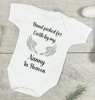 £6.95 • Buy Personalised Baby Girl Boy Hand Picked For Earth Vest | Memorial Angel Wings