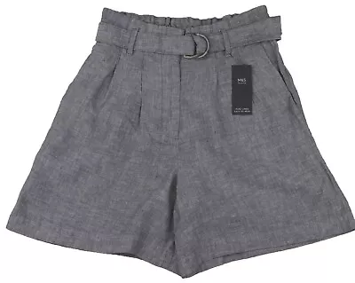 M&S Womens Marks And Spencer Grey Linen Shorts Size 18 10 • £14.99