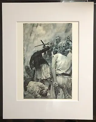 Howard Pyle  Blackbeard's Last Fight  11 X 14 Matted Art Print-1895 • $22.49