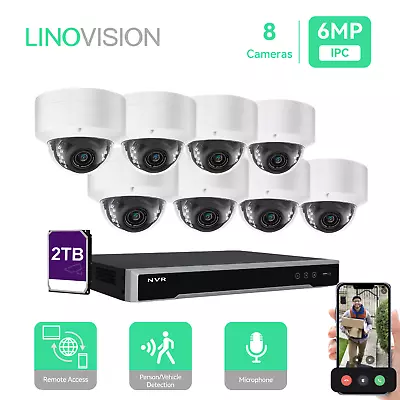 LINOVISION 8CH NVR PoE IP Security Camera Kit With 2TB HDD And 8 Dome Cameras • $749