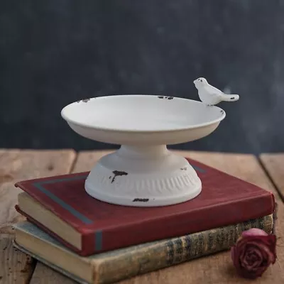 Birds Motif Pedestal Metal Decorative Dish/Planter/Bird Feeder-7'' X 4''H • $25