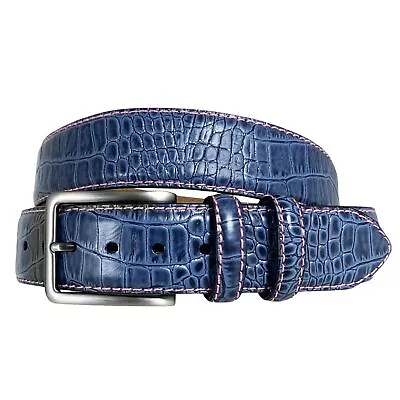 Mad Golfer Mens Croc Print Skins Leather Belt • $69