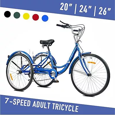 VIRIBUS 26 /24  7-Speed Adult Tricycle 3-Wheel W Basket Heavy Duty 450lbs Bike • $182.99