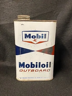 Mobil Mobiloil Outboard Motor Oil Can 1 Qt Empty • $115