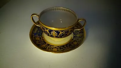 Mintons China Cobalt Blue And Raised Gold Boullion Cup And Saucer • $29.95