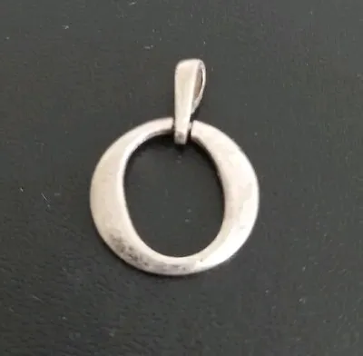 Vintage Solid Sterling 925 Silver OPEN CIRCLE PENDANT  15x15mm Round 1.5grams • $0.01