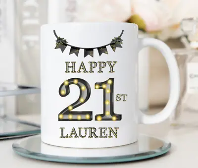 £9.99 • Buy Personalised Birthday 18th 21st 40th 50th 60th Mug Cup Gift Present Light Number